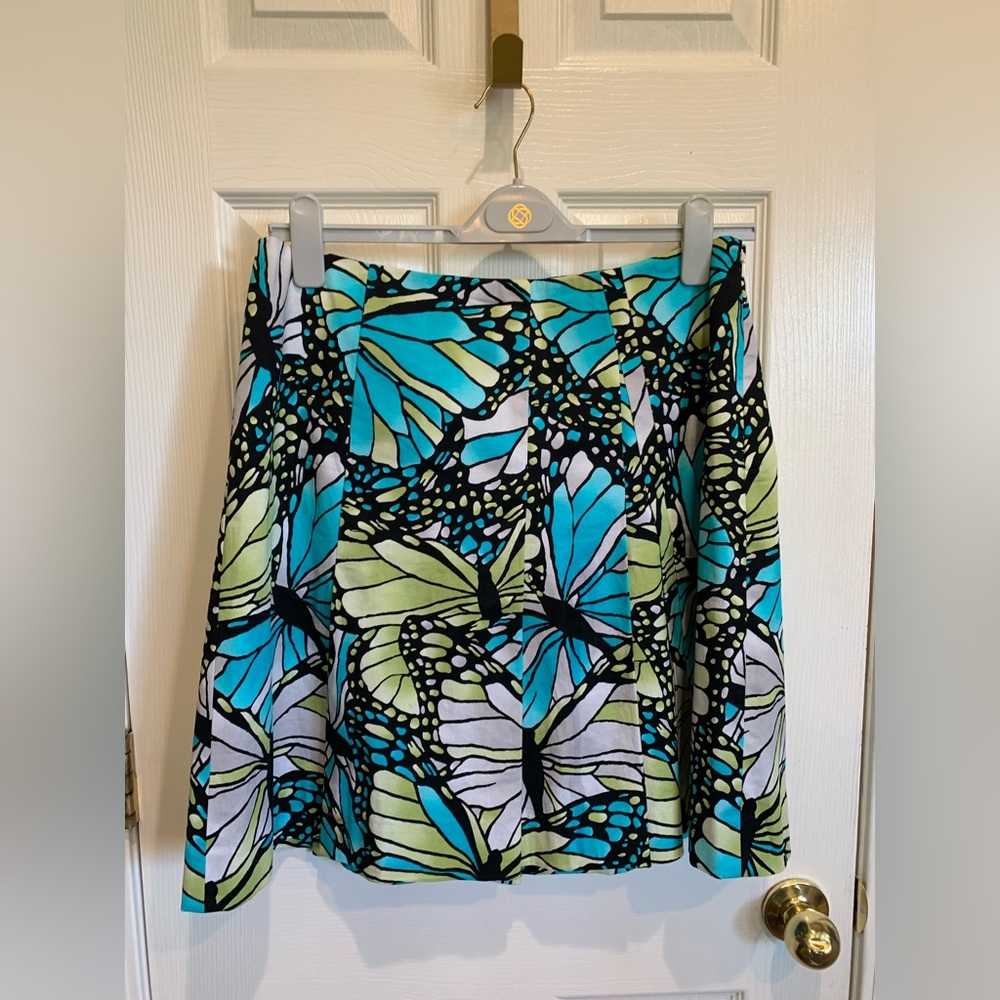Etcetera Teal, Lime & Black Butterfly Skater Skirt